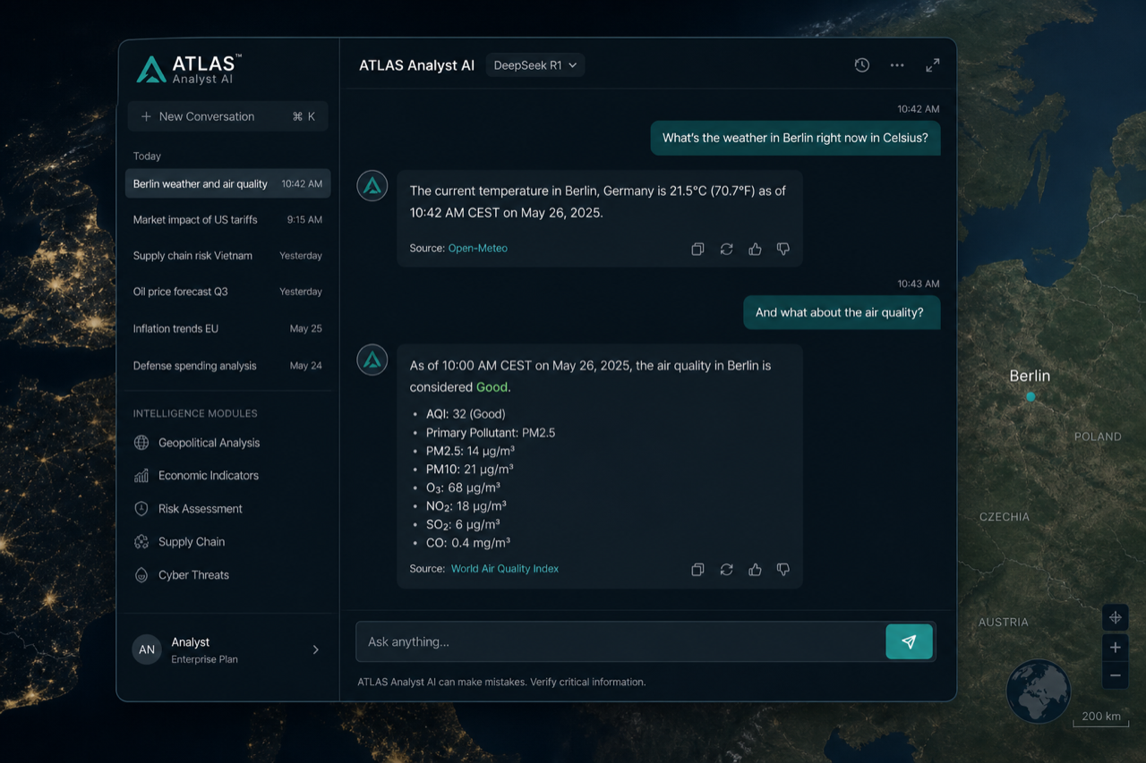 ATLAS Analyst chat grounded on live sensors
